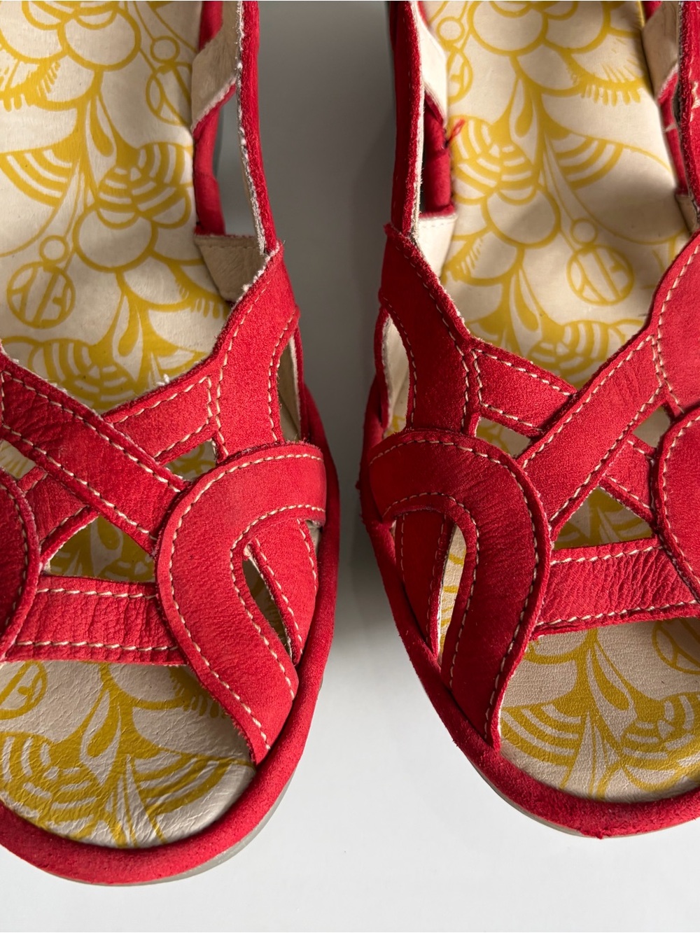 Fly London Red Cutout Peep-Toe Sandals